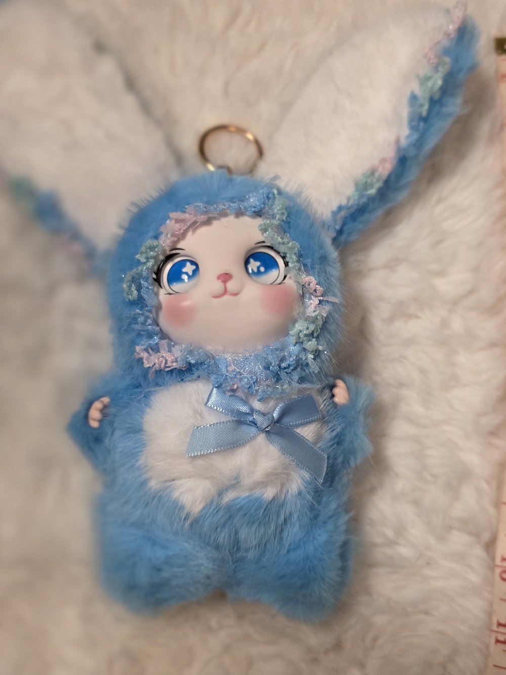 Plush Blue Bunny Keychain Cute Large Soft